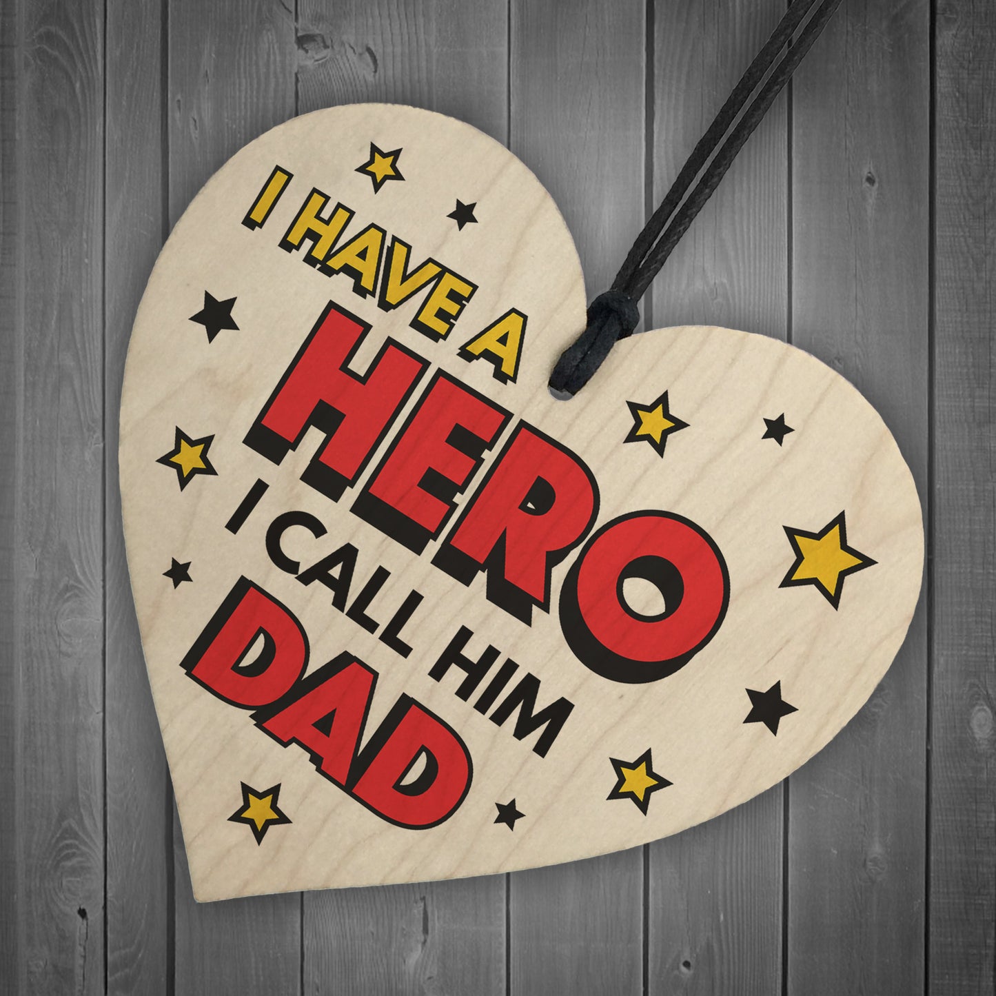 Dad Gifts For Fathers Day Birthday Wood Heart Superhero Theme