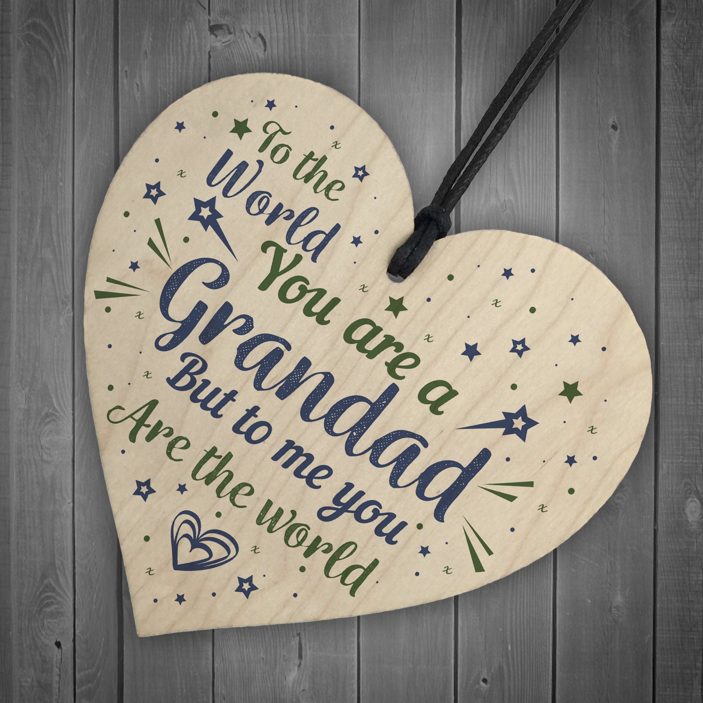 Grandad Ornament Keepsake Wooden Heart Birthday Christmas Card