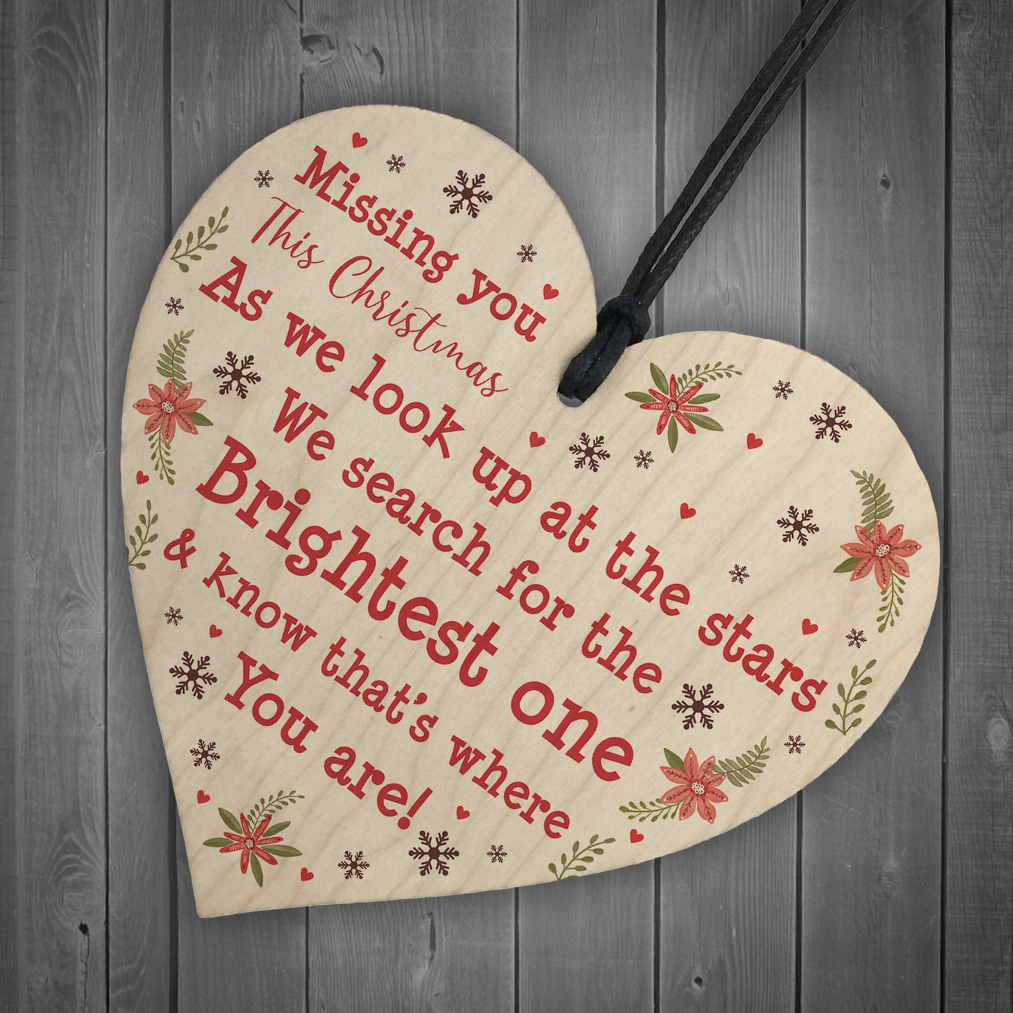 Christmas Memorial Bauble For Mum Dad Nan Grandad Wooden Heart