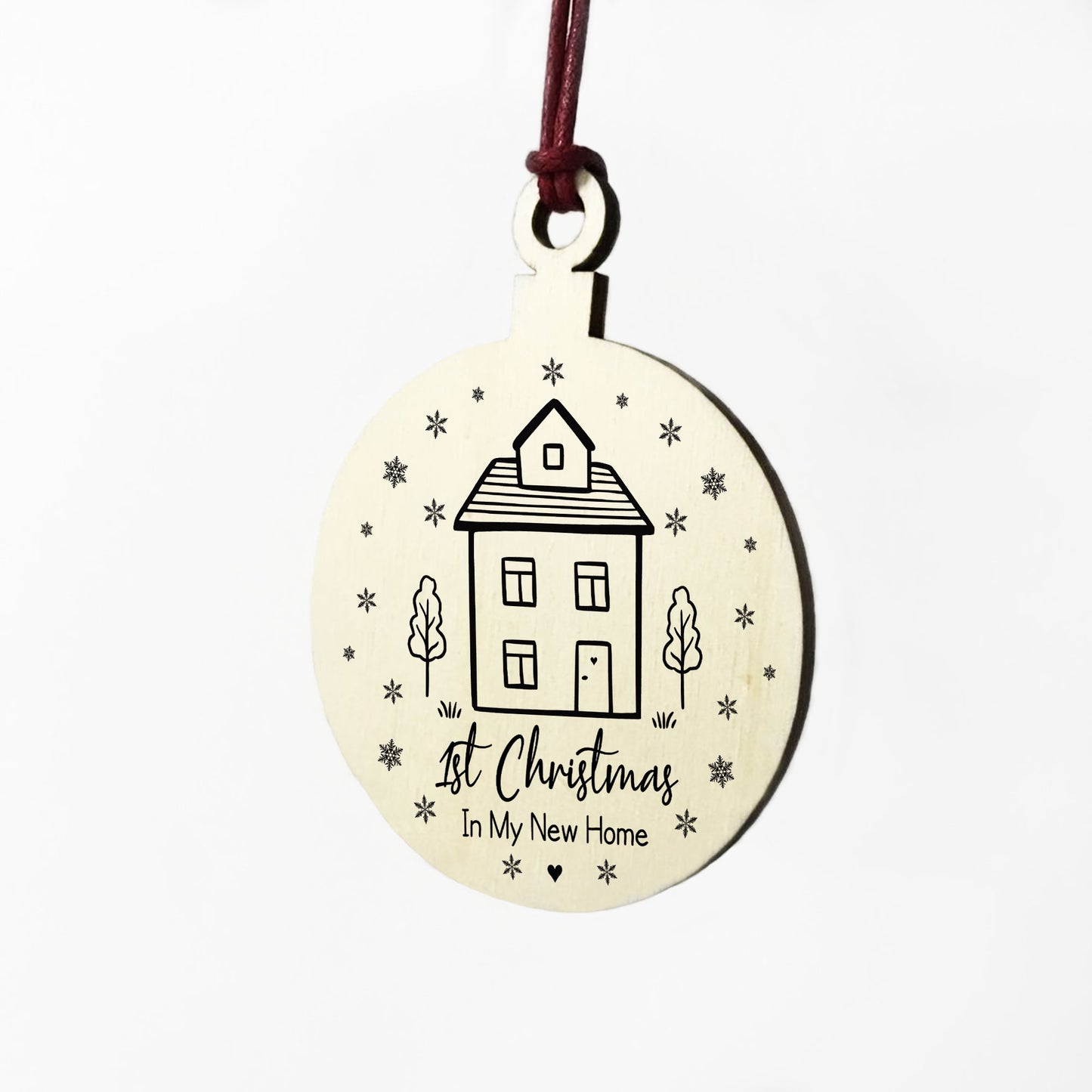1st Christmas In My New Home Gift Wood Bauble Tree Decoration