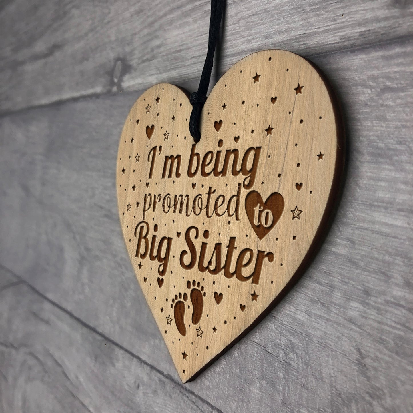 Big Sister Gift Pregnancy Announcement Gift Engraved Wood Heart