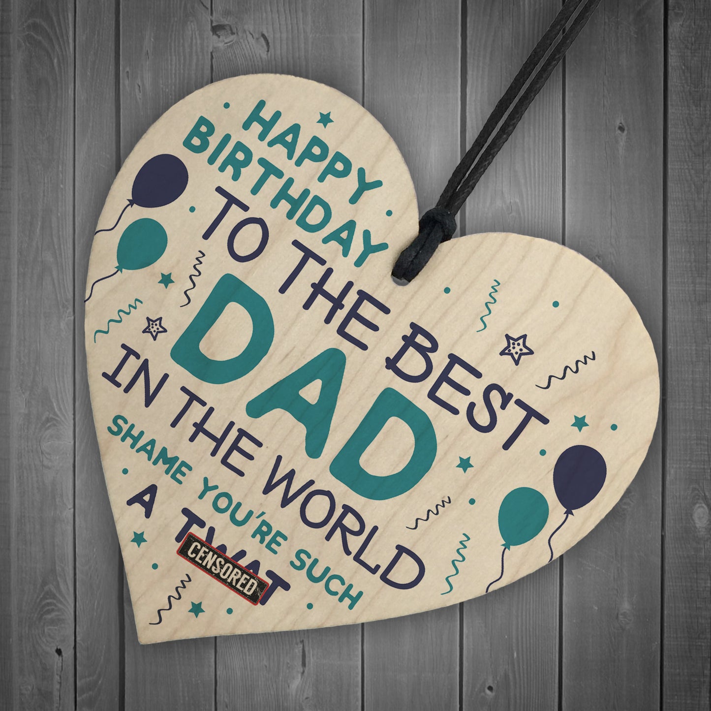 Funny Happy Birthday Gift For Dad Wood Heart Dad Birthday Card