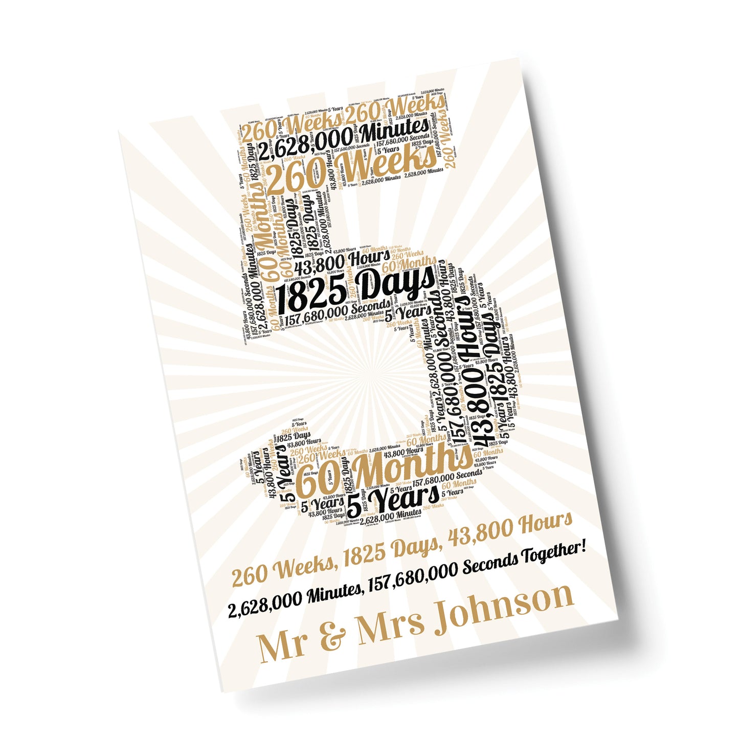 5th Anniversary Gift For Him Print Calender 5th Anniversary Gift