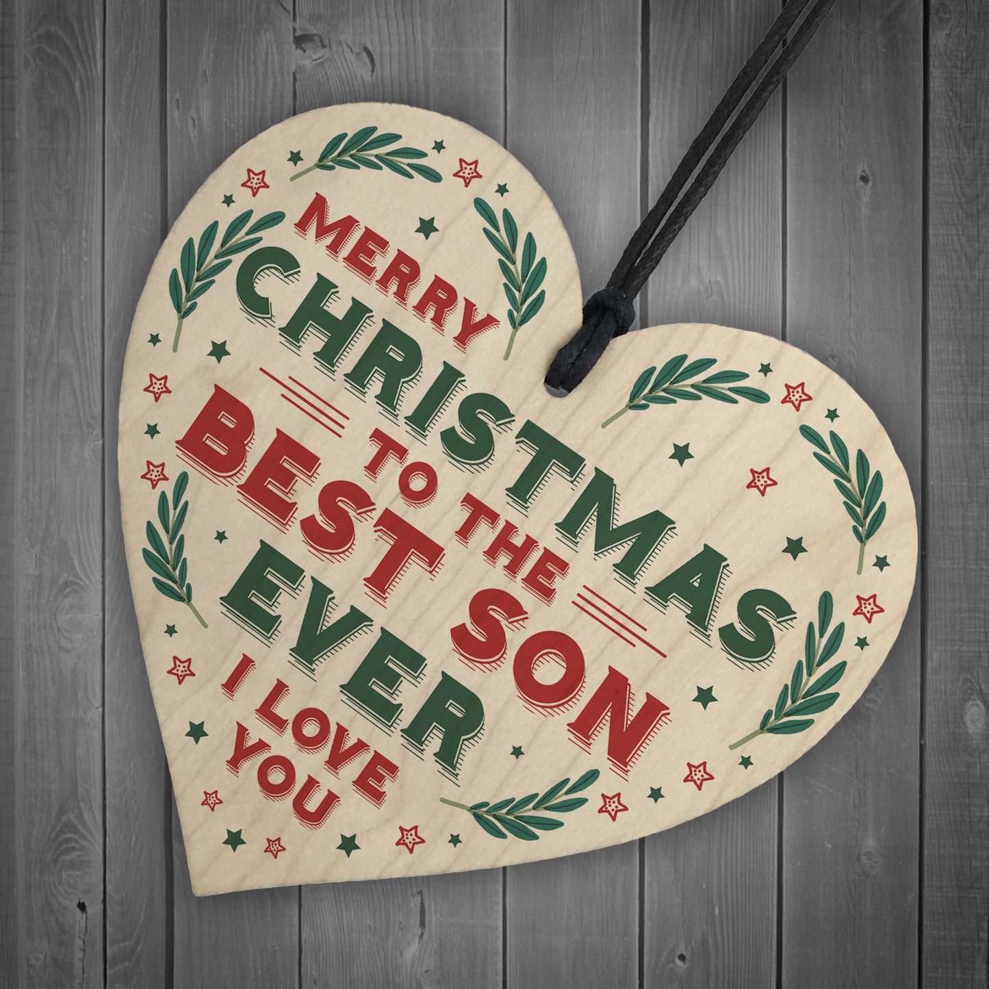 Christmas Gift For Son Hanging Wood Heart Bauble Gift For Him