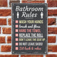Bathroom Rules Funny Toilet Door Wall Sign Novelty Joke Plaque