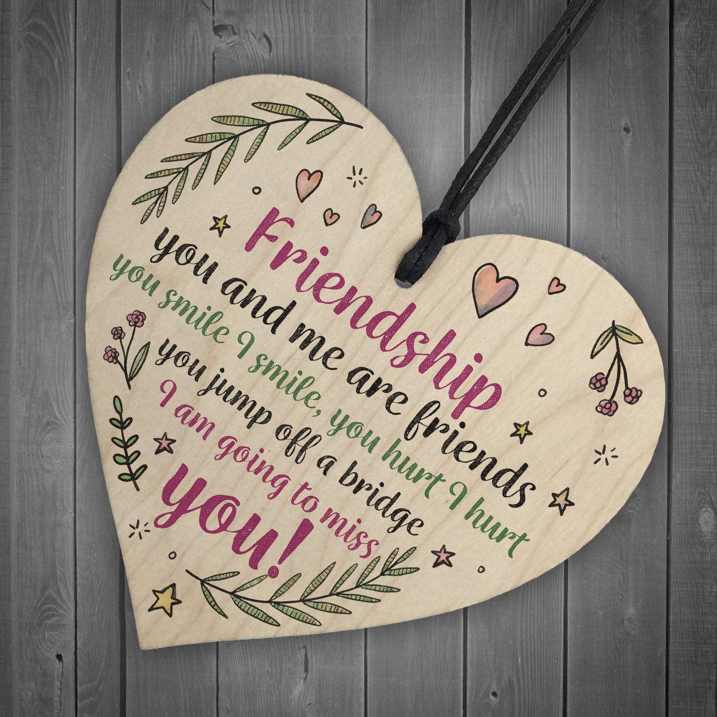Handmade Friendship Sign Wood Heart Best Friend Thank You Gift