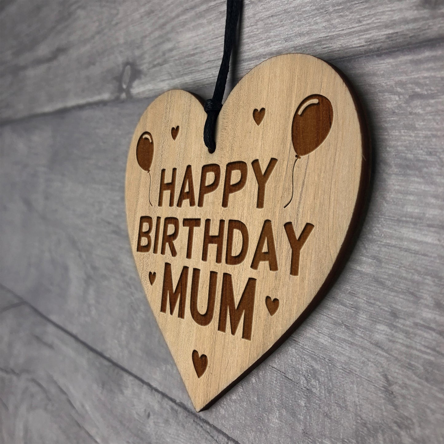 Birthday Gift For Mum Wood Engraved Heart 30th 40th 50th