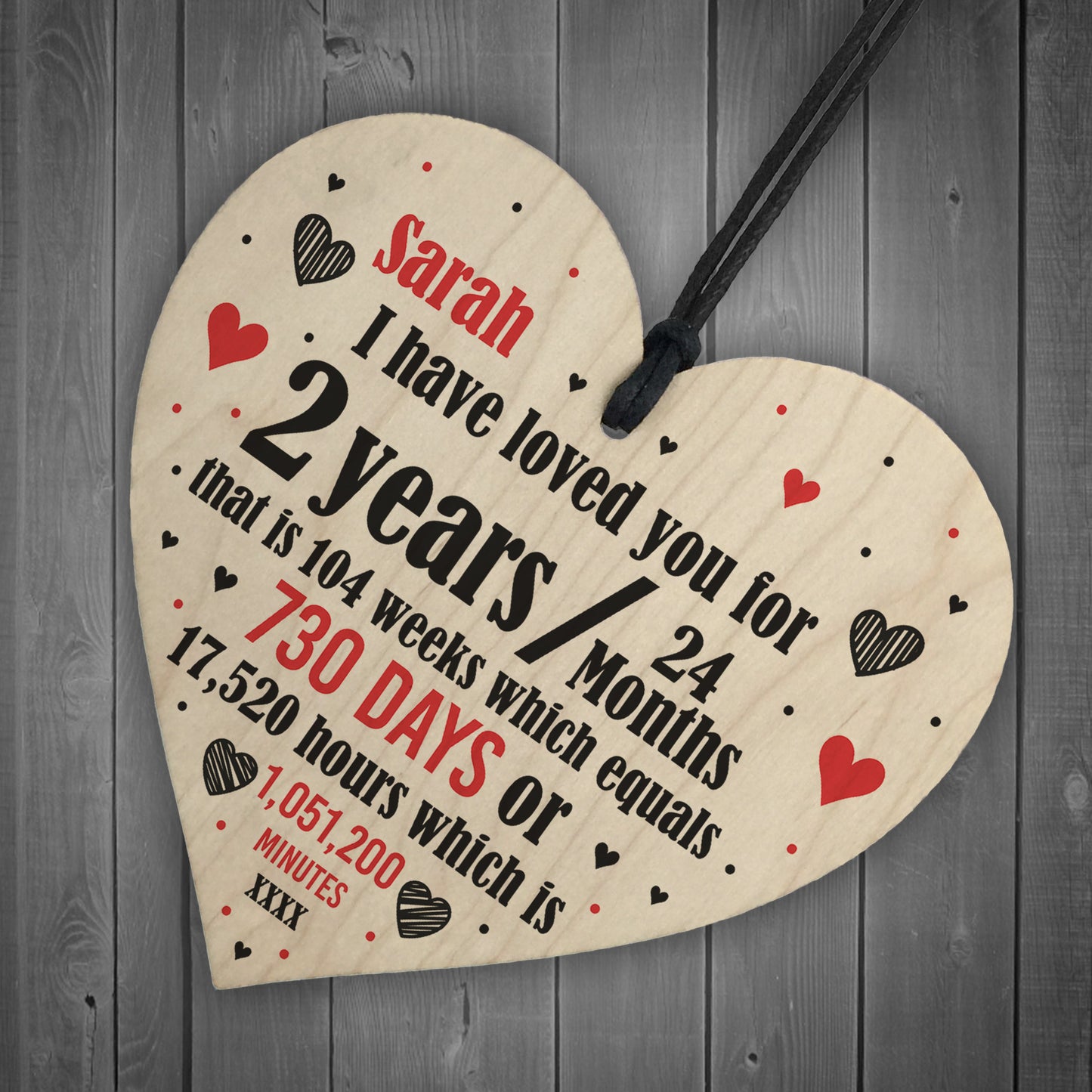 2nd Anniversary Gift Personalised Heart Wedding Gift Funny