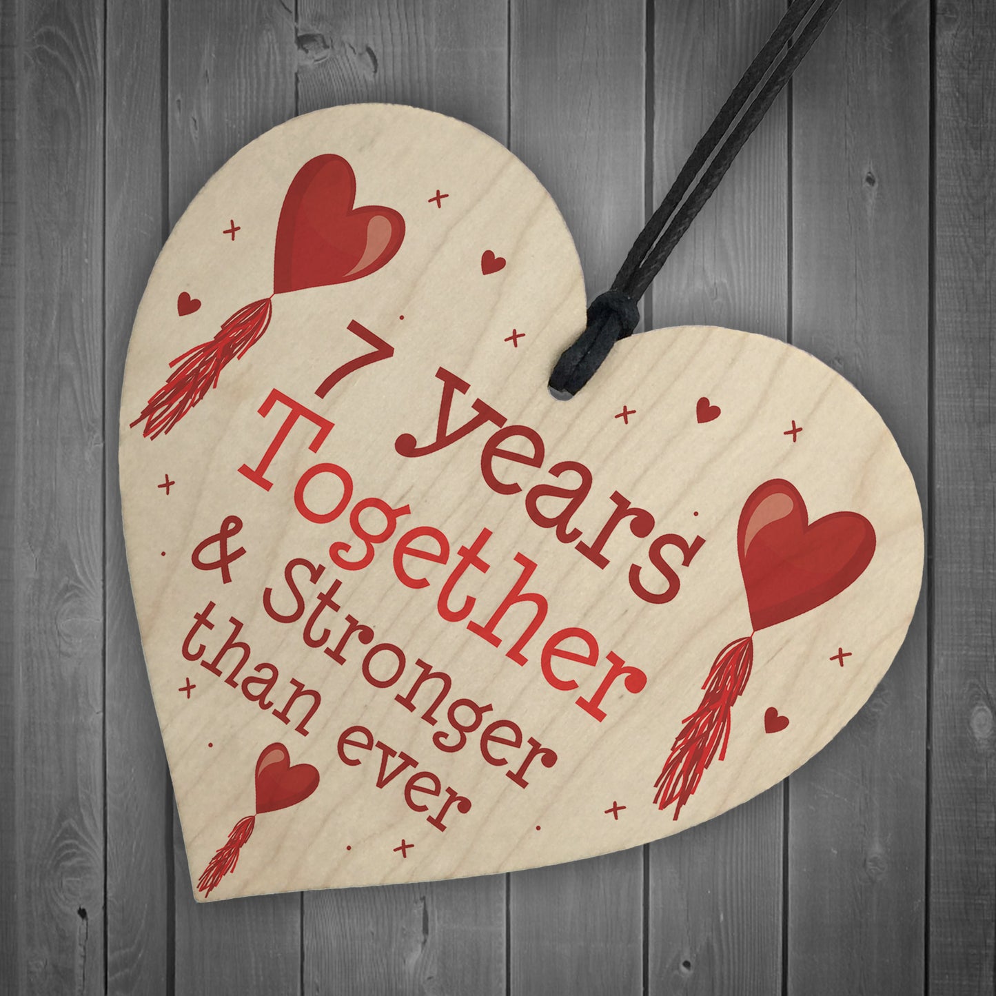 7th Anniversary Gift Wood Heart Perfect Gift For Husband Wife