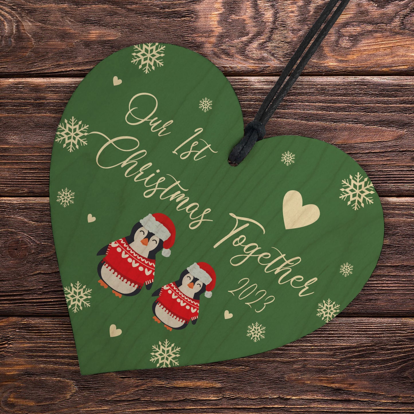 Our First Christmas Togther 2023 Christmas Wooden Heart Bauble