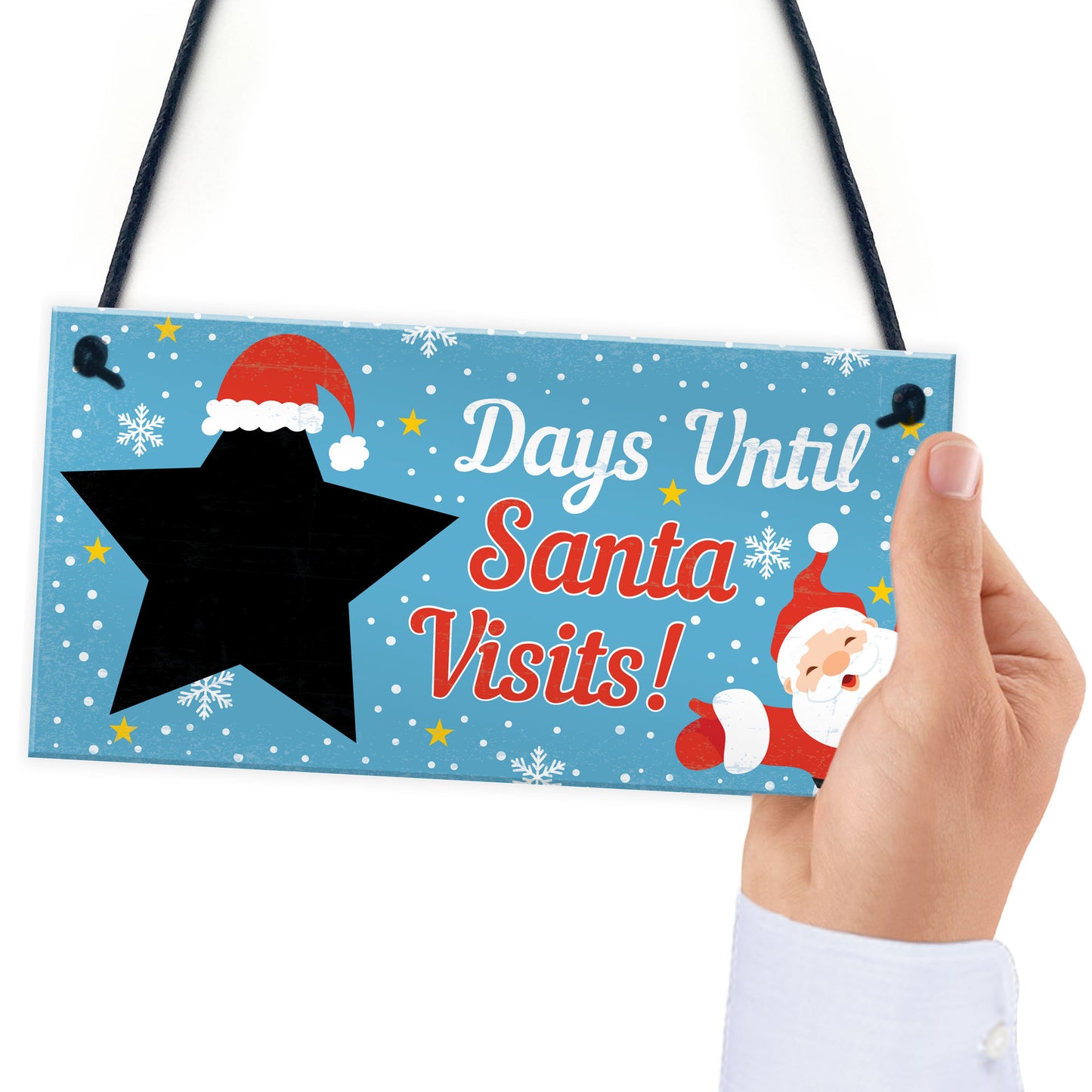 CHALKBOARD Christmas Santa Countdown Family Wall Sign Advent