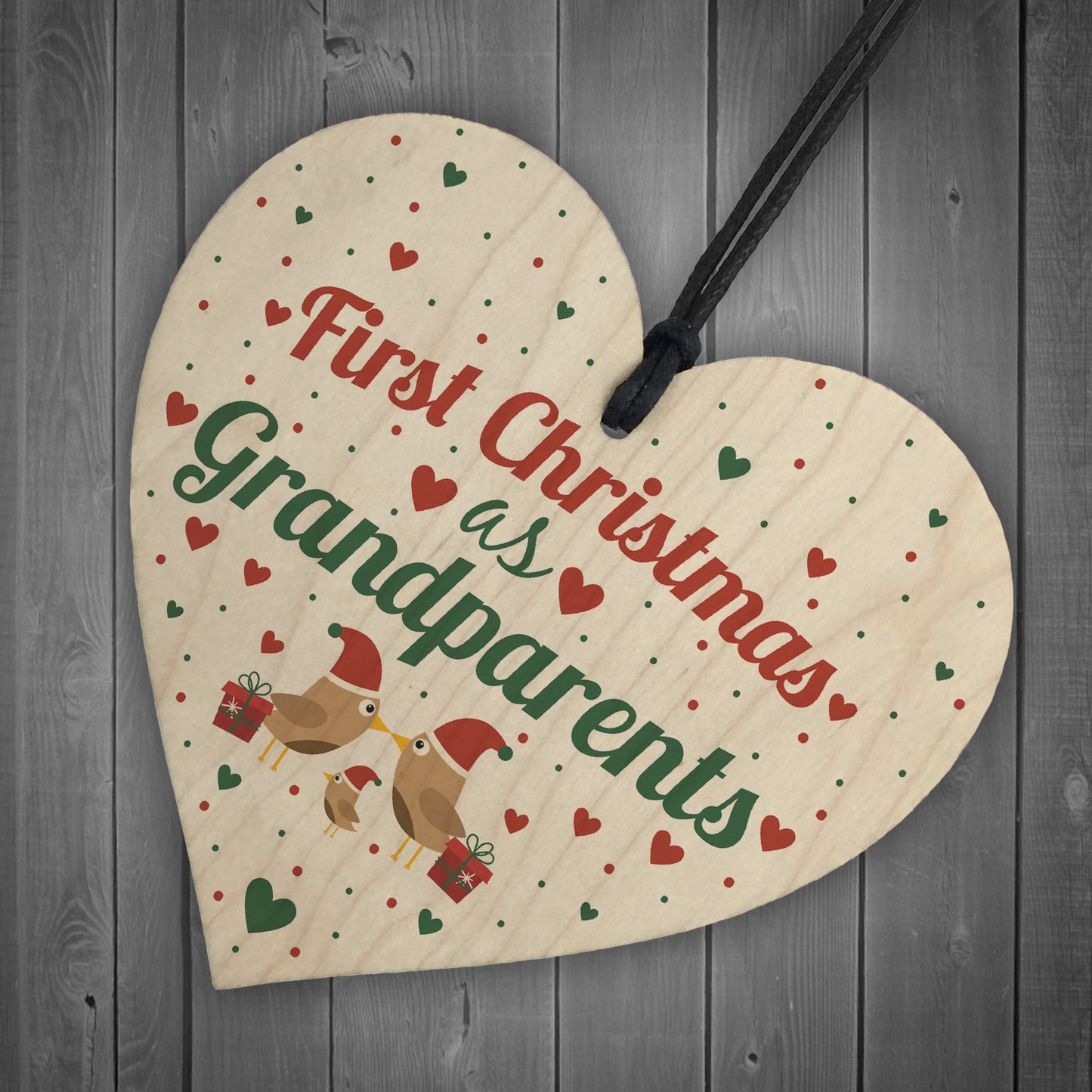 First 1st Christmas As Grandparents Tree Decoration Bauble Wood