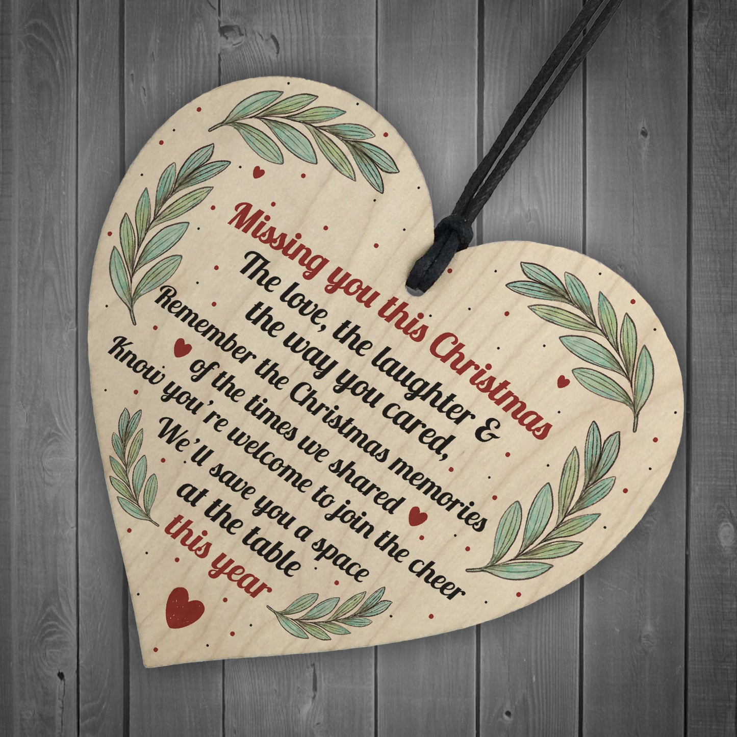 Mum Dad Nan Memorial Gift Wood Heart Christmas Memorial Sign