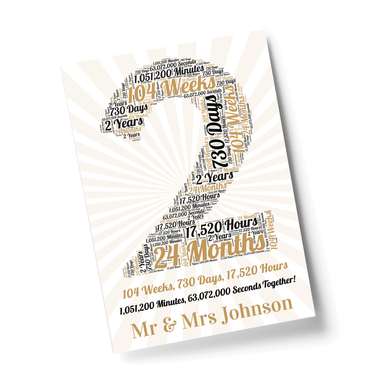 2nd Anniversary Gift For Him Print 2nd Anniversary Gift For Her