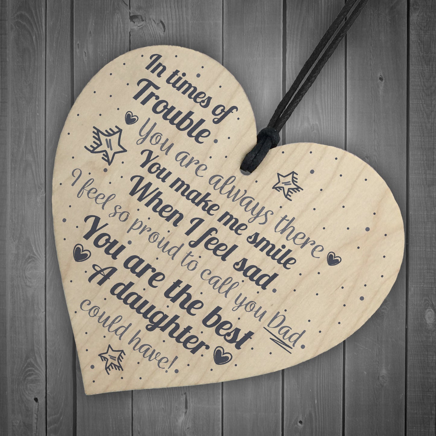Gifts For Dad Wooden Heart FATHERS DAY Birthday Gift For Him