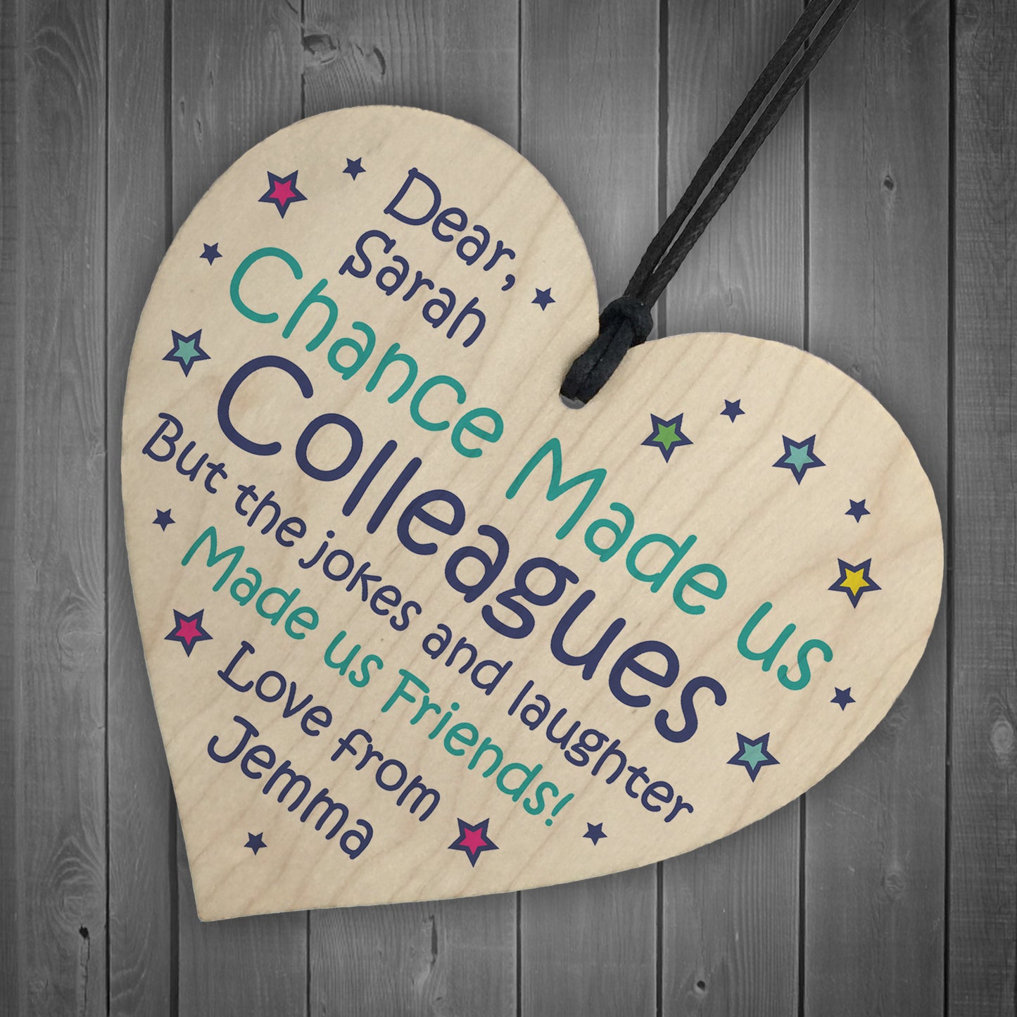 Personalised Chance Made Us Colleague Heart Plaque Thank You