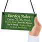 Garden Decor GARDEN RULES Hanging Decor Sign For Shed