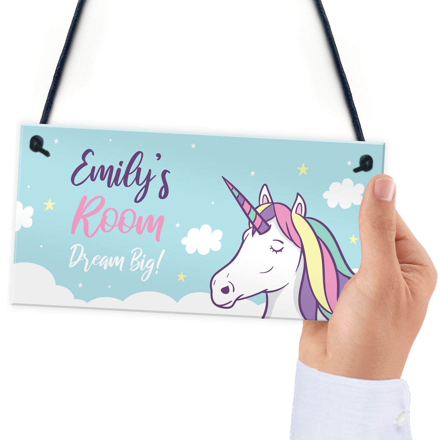 Girls Personalised Unicorn Bedroom Door Sign Birthday Christmas