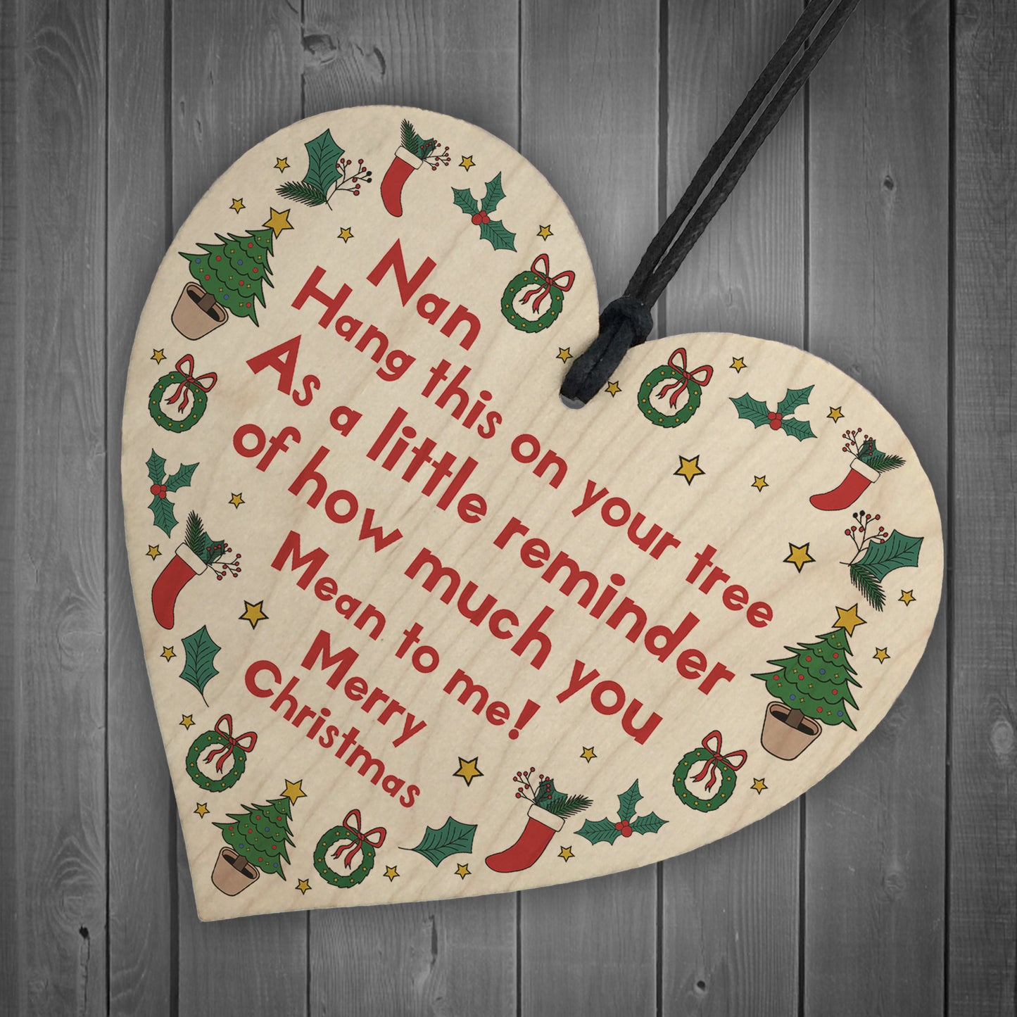 Christmas Tree Decoration For Nan Novelty Wooden Bauble Gifts