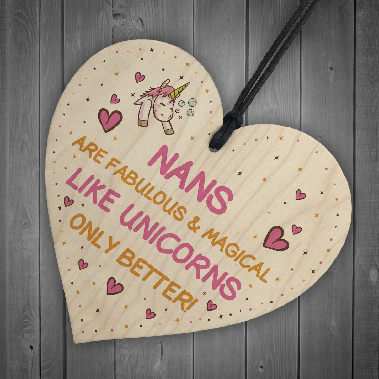 Nan Plaque Wood Heart Funny Nan Gift For Birthday Xmas Unicorn