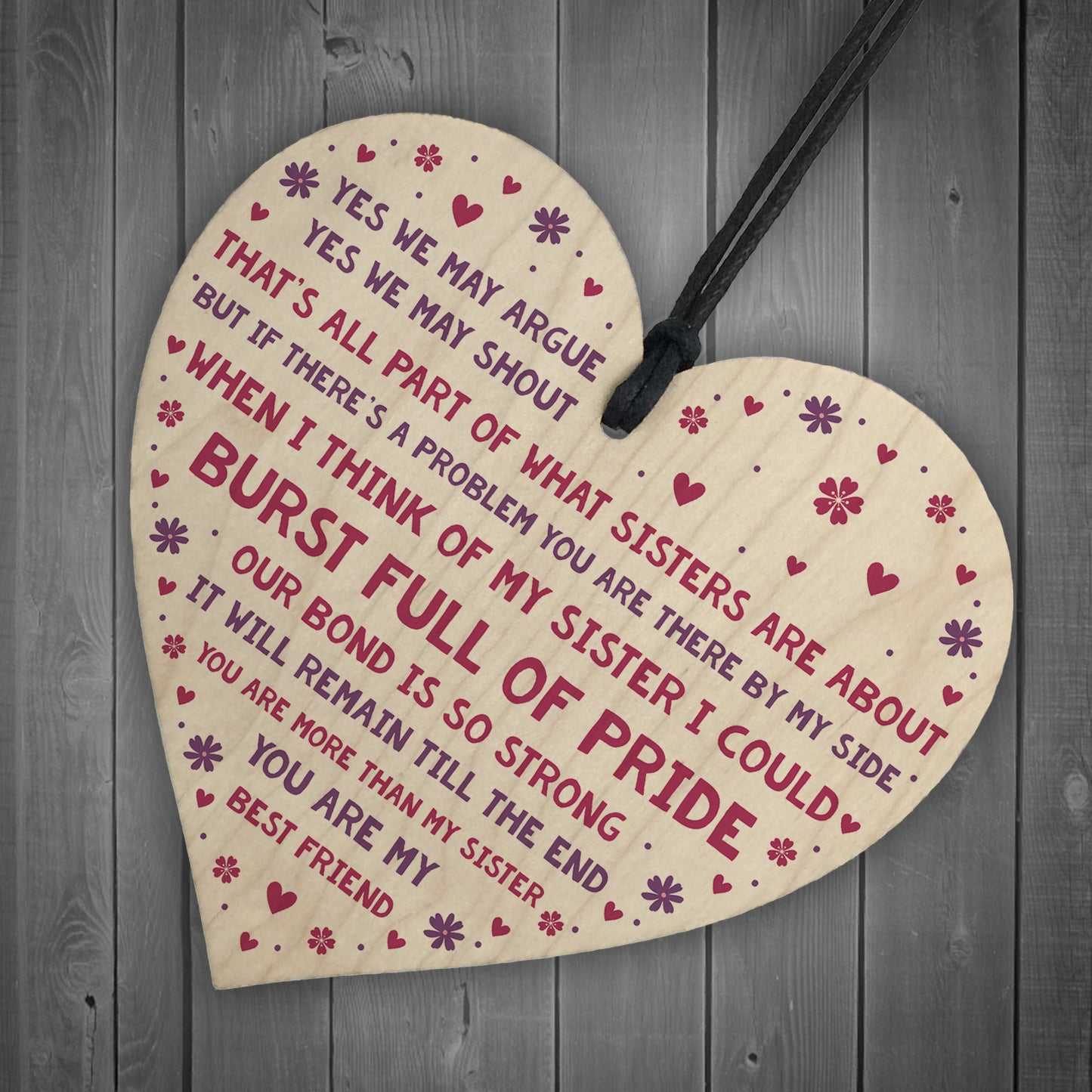 Sister Gifts Handmade Fun Sister Plaque Wood Heart Keepsake