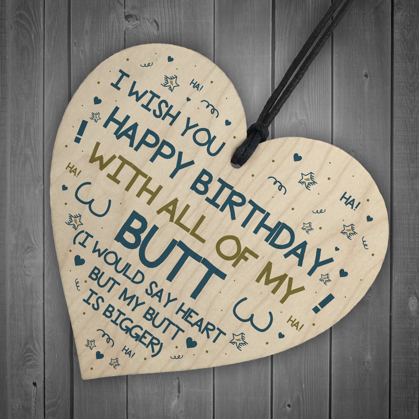 Funny Rude Birthday Gift Novelty Wood Heart Husband Boy Gift