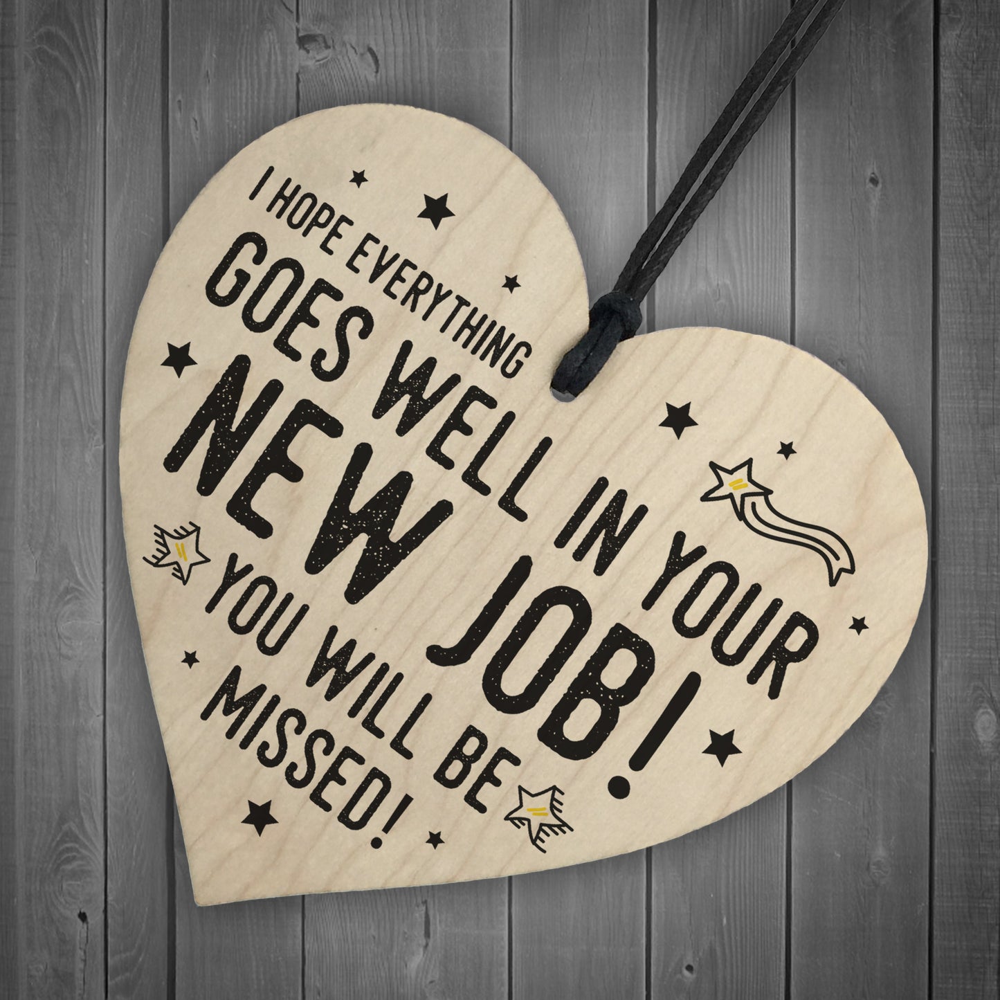 New Job Gift For Colleague Wood Heart Leaving Goodbye Gift