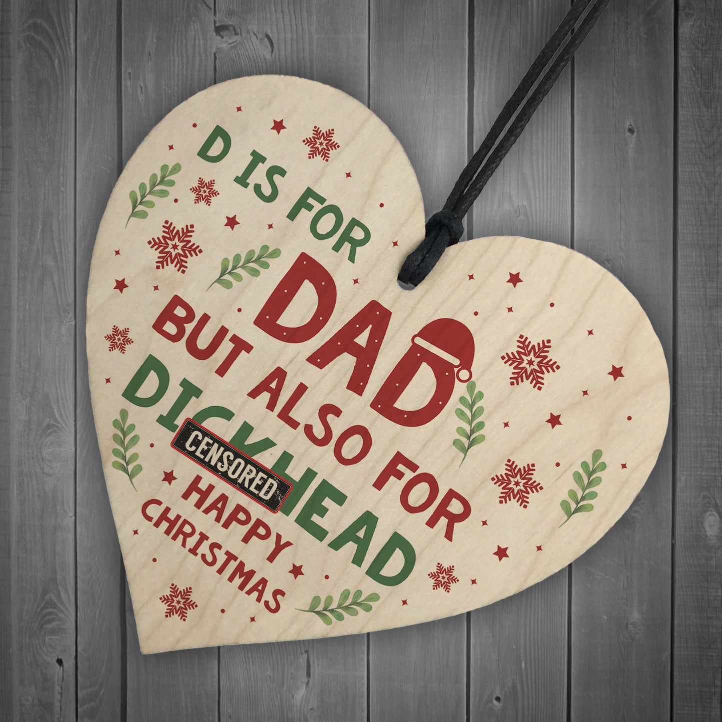 Funny Christmas Gift For Dad Wooden Heart Novelty DAD Gift