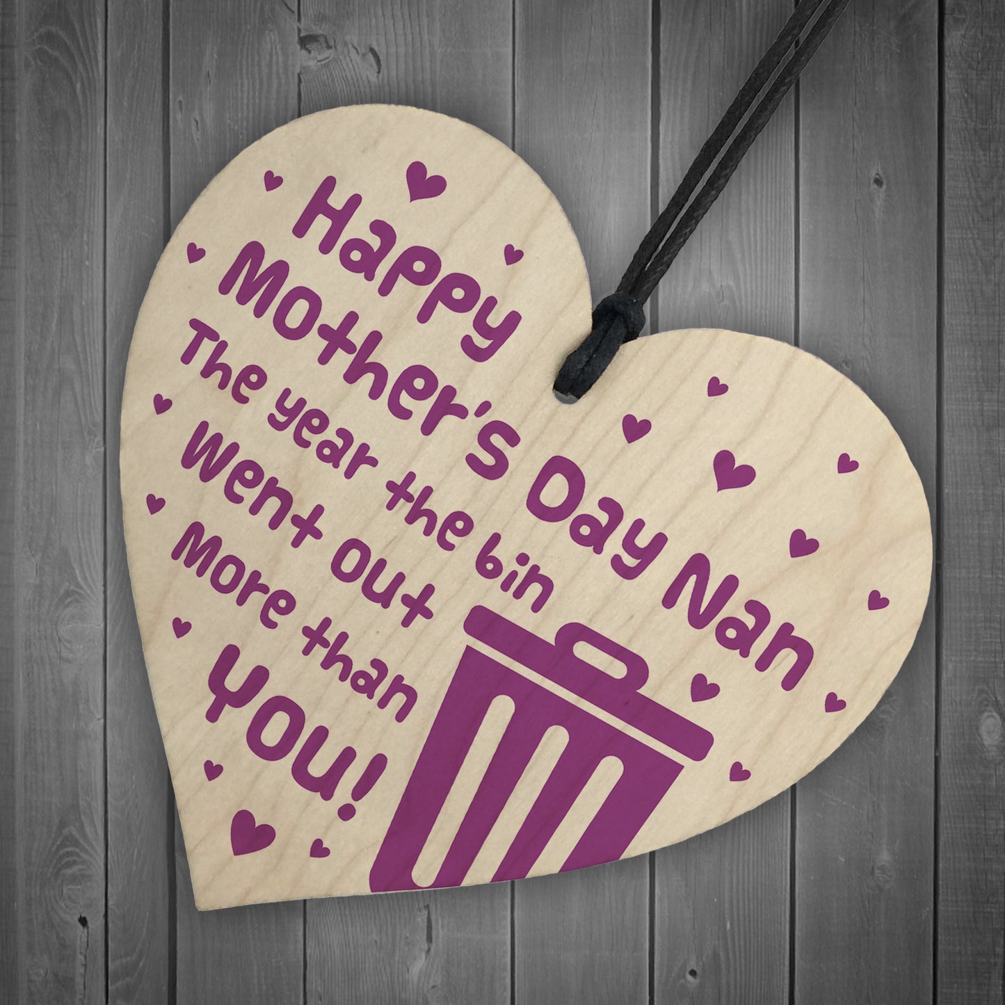 Mothers Day Wood Heart Gift For Nan Novelty Mother's Day Gift