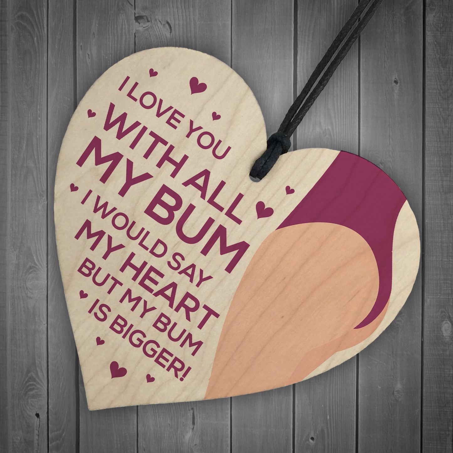 Love You Plaque Wood Heart Anniversary Christmas Gift