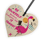 Be Yourself Hanging Wooden Heart Flamingo Party Gift For Women