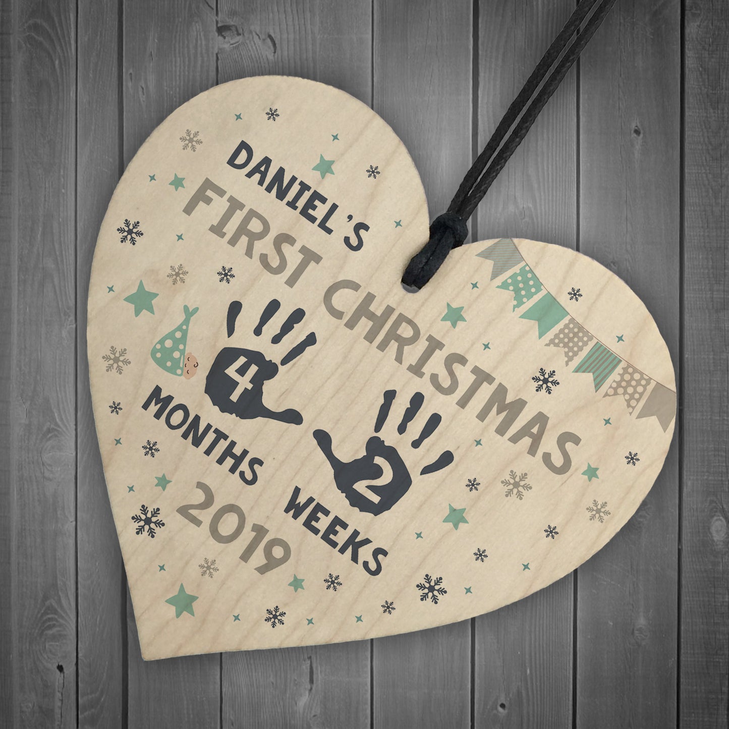 Babys First Christmas Wooden Heart 1st Christmas Bauble New Baby