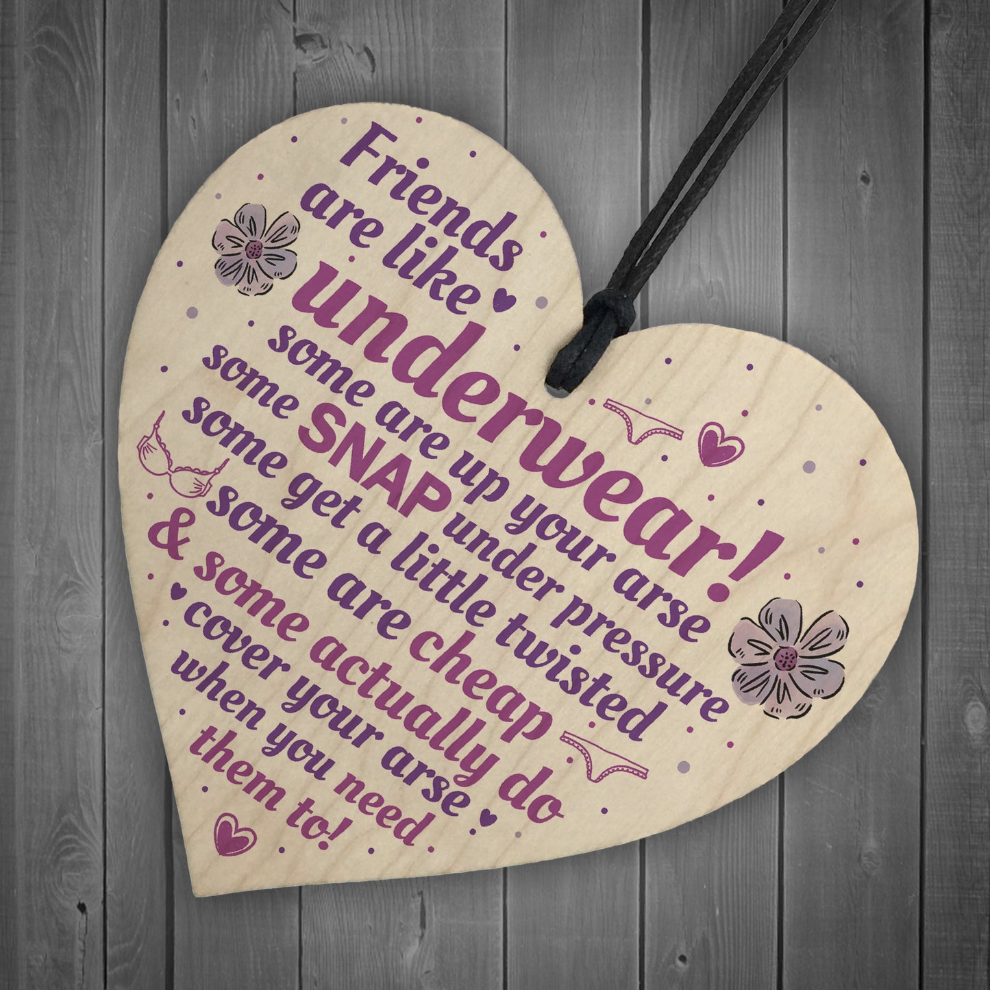 Novelty Handmade Friendship Gift Funny Wood Heart Sign Birthday