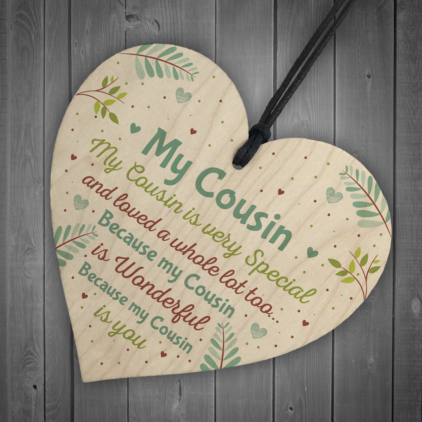 Gift For Cousin Birthday Xmas Gift Wood Heart Plaque Cousin Gift