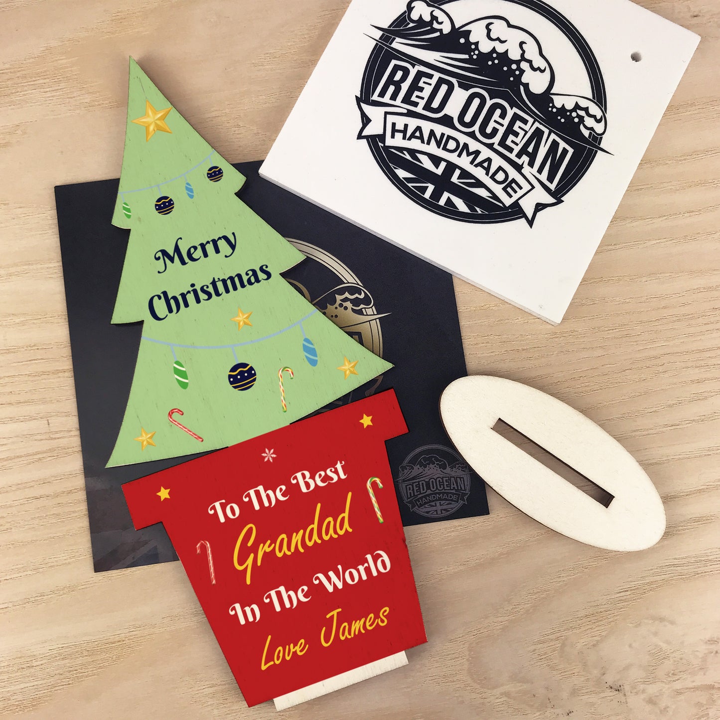 Christmas Gift For Grandad Wood Standing Christmas Tree