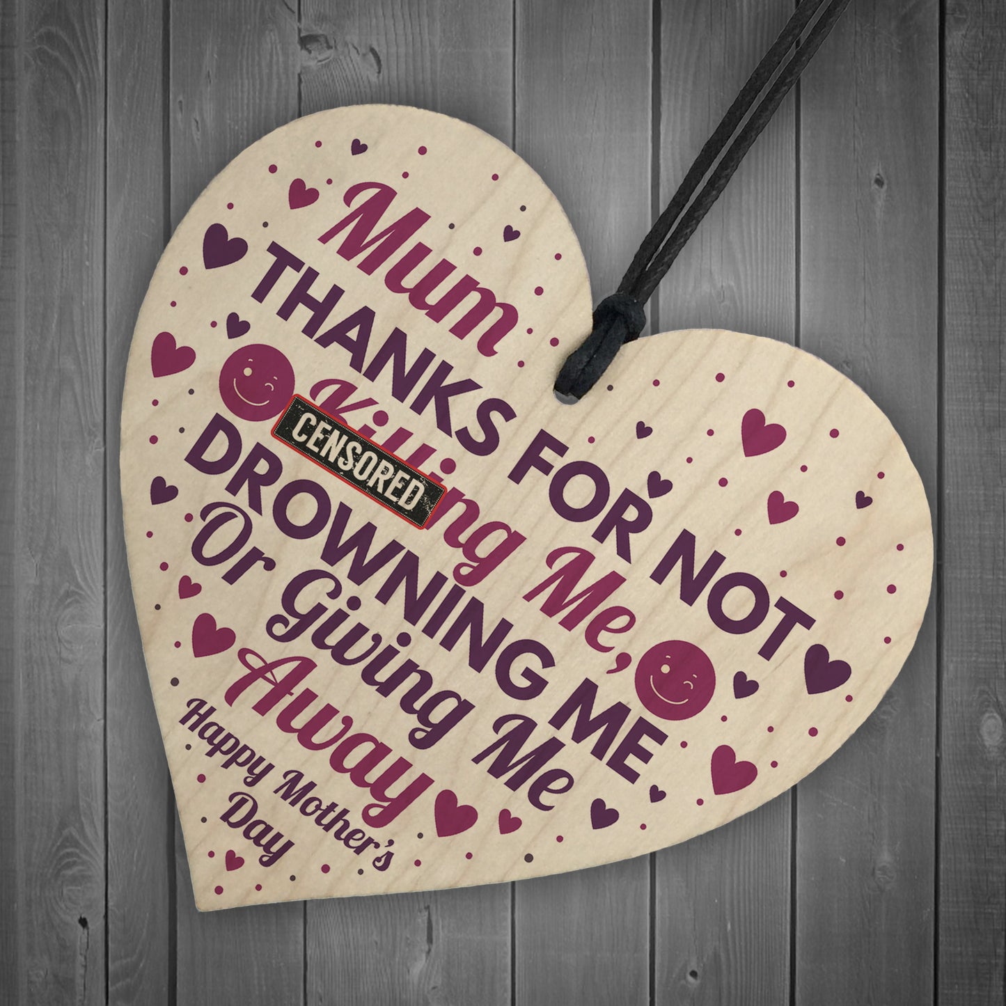 Funny Gift For Mum Mothers Day Gift Wood Heart Funny Mum Card
