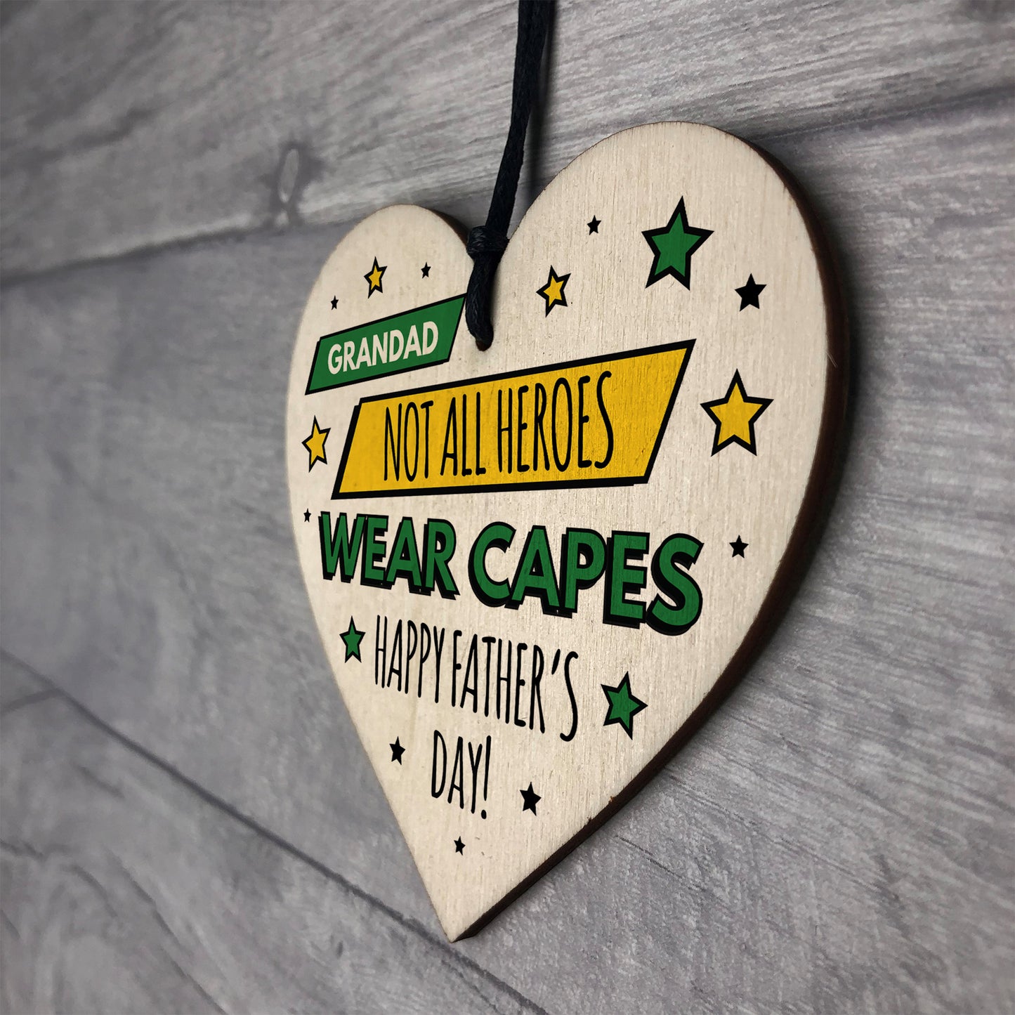Grandad Gifts For Fathers Day Wood Heart Superhero Theme