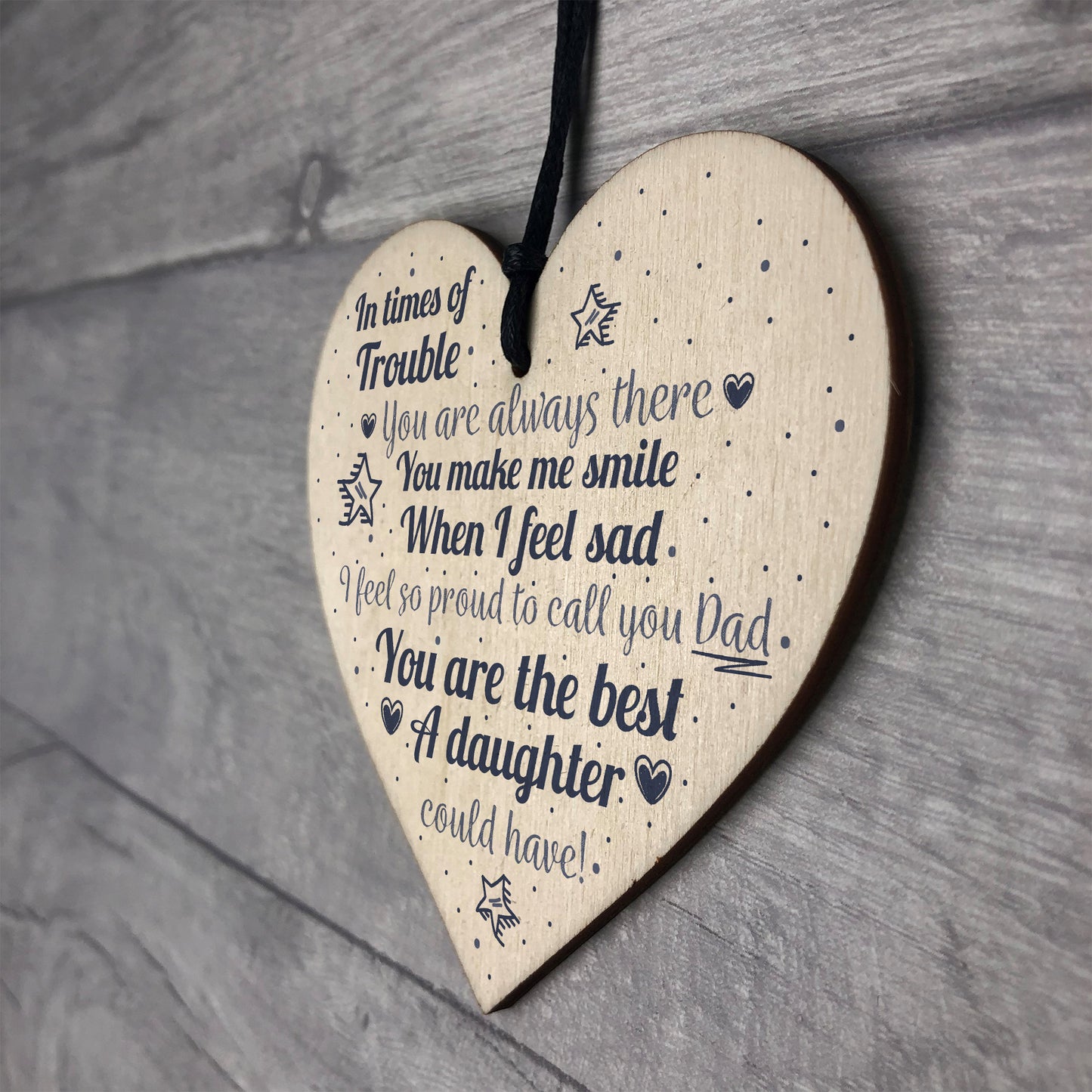 Gifts For Dad Wooden Heart FATHERS DAY Birthday Gift For Him