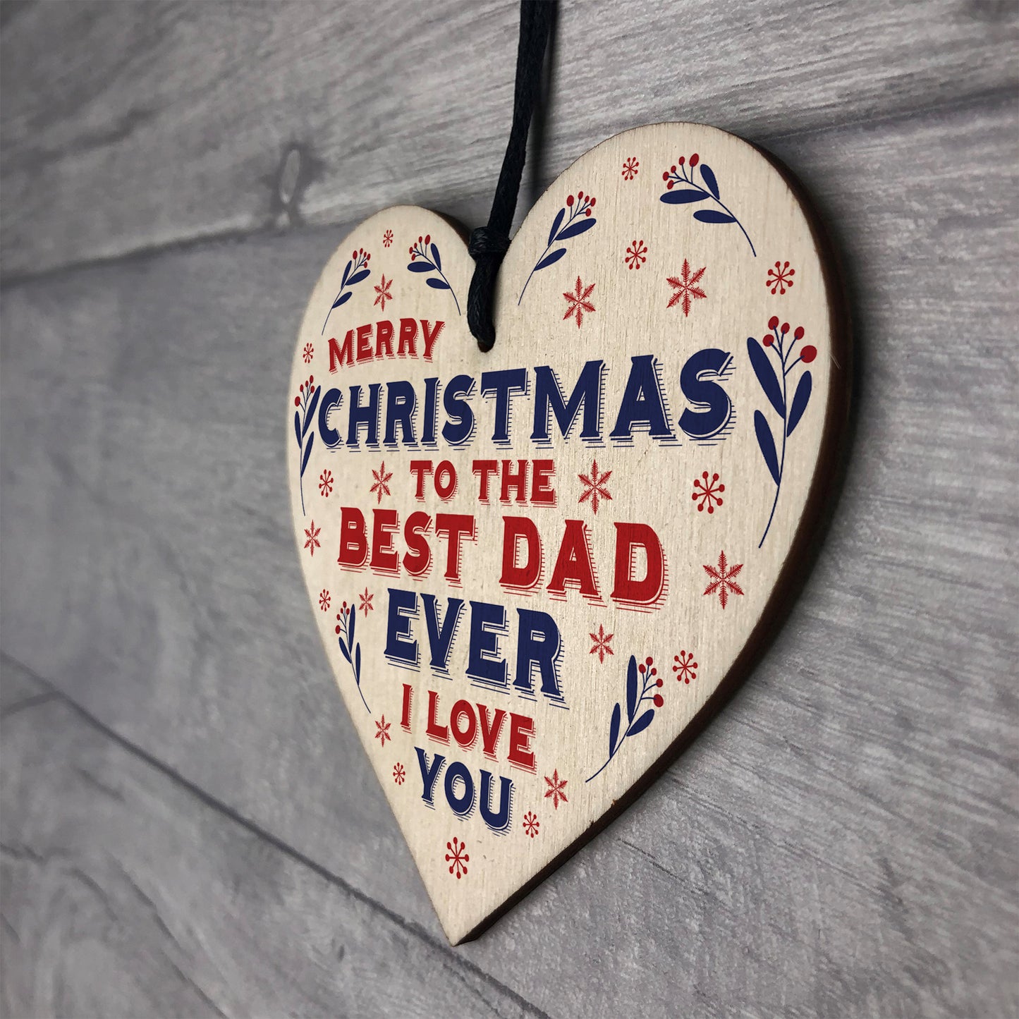 Christmas Gift For Dad Hanging Wood Heart Bauble Gift For Him