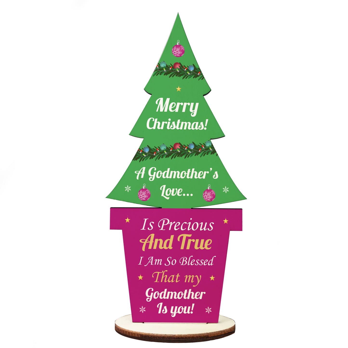 Christmas Godmother Gift Wood Christmas Tree Decoration
