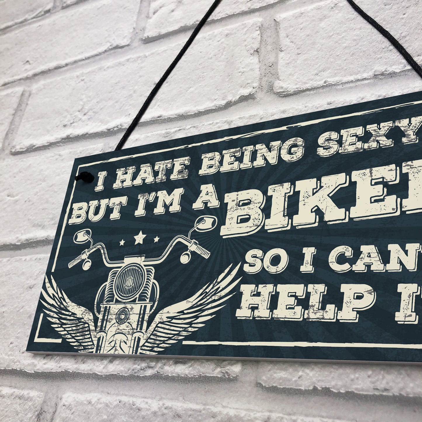 Motorbike Biker Hanging Plaque Man Cave Sign Gift For Men Dad