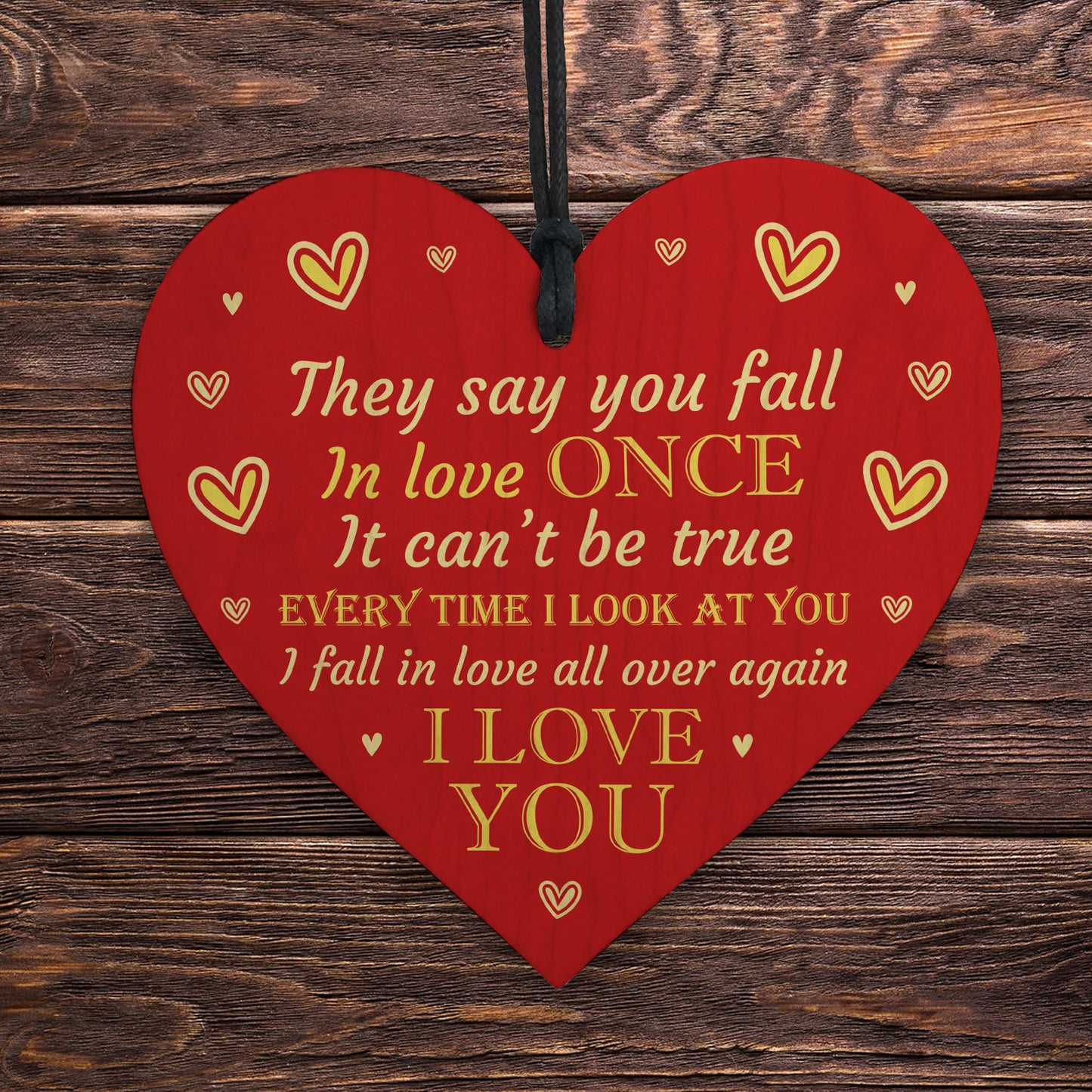 Anniversary Card Gift For Him Or Her WOOD HEART Husband And Wife