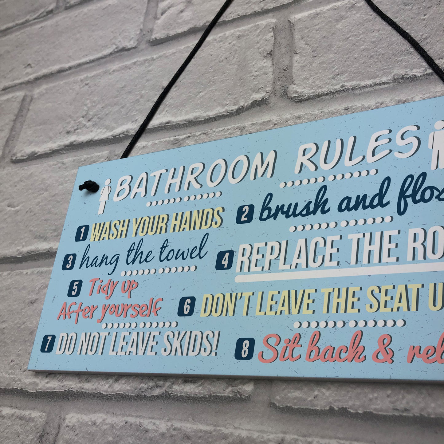 Bathroom Toilet Loo Rules Shabby Chic Vintage Retro Funny Sign