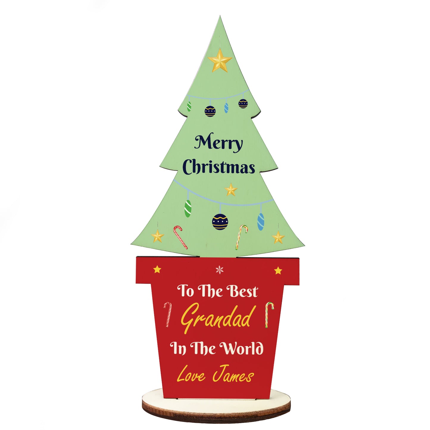 Christmas Gift For Grandad Wood Standing Christmas Tree