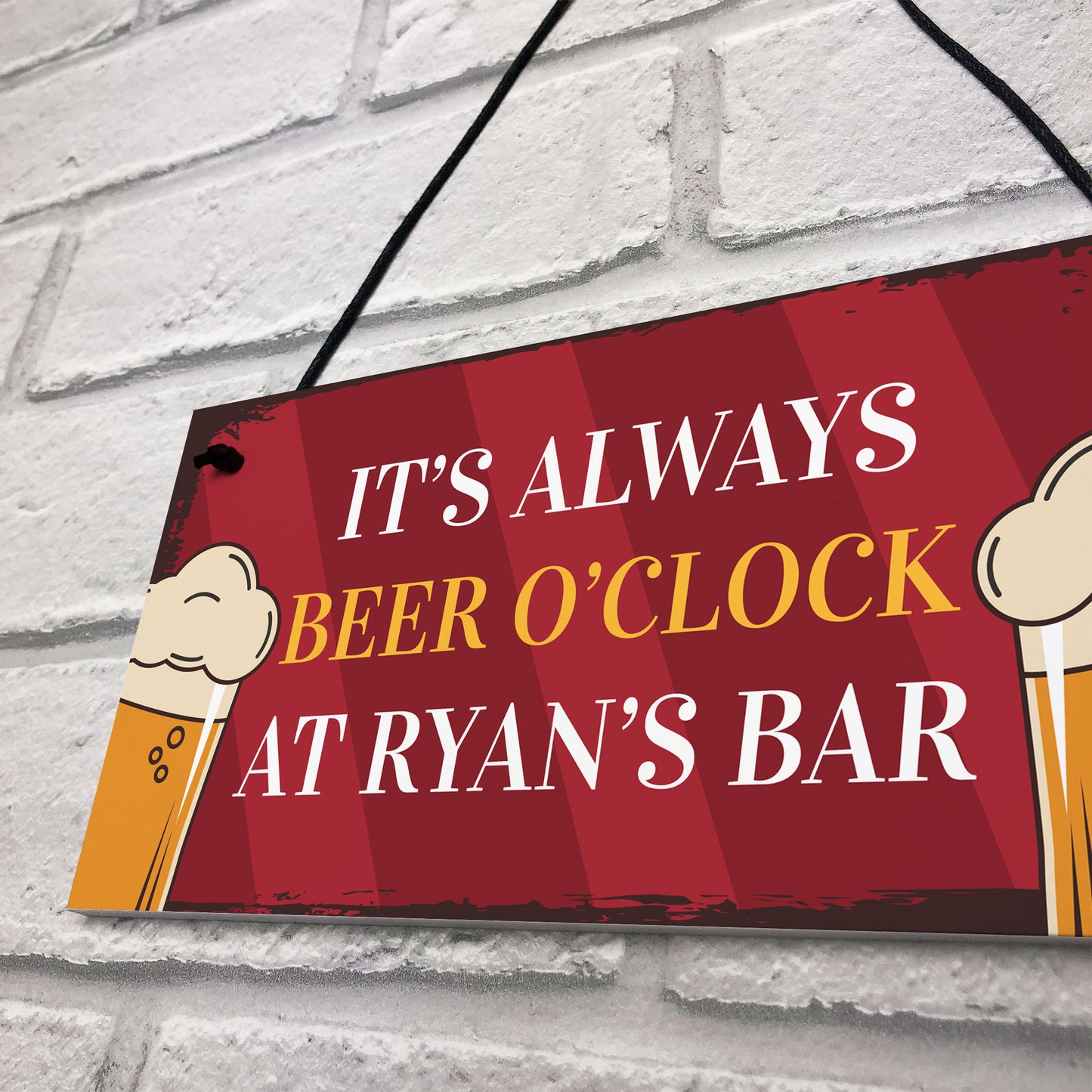 Personalised Beer O Clock Novelty Home Bar Man Cave Sign Beer