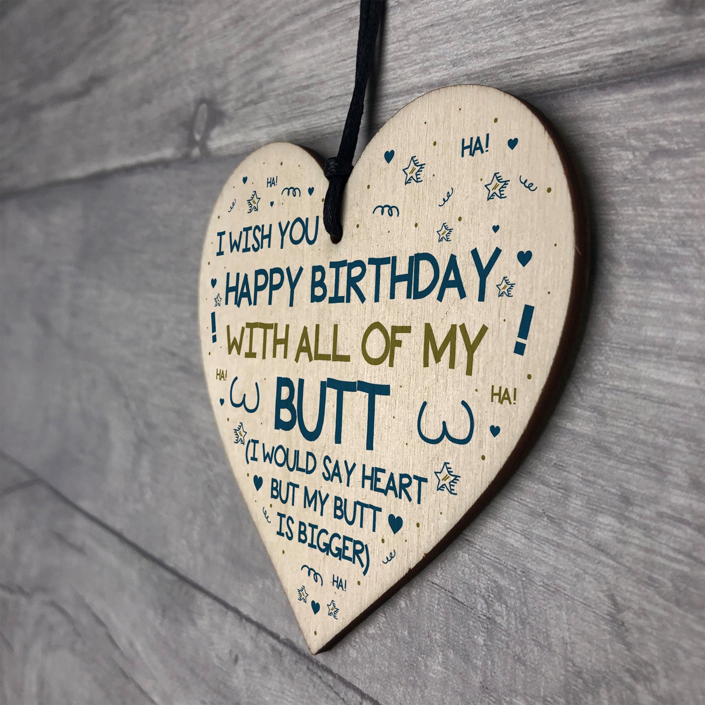 Funny Rude Birthday Gift Novelty Wood Heart Husband Boy Gift