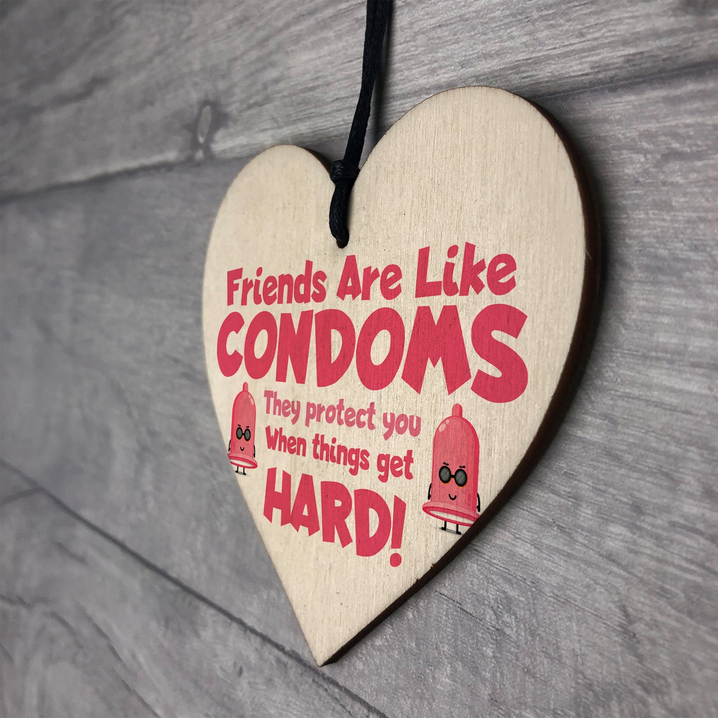 Best Friend Sign Funny Rude Friendship Gift Wood Heart Friend