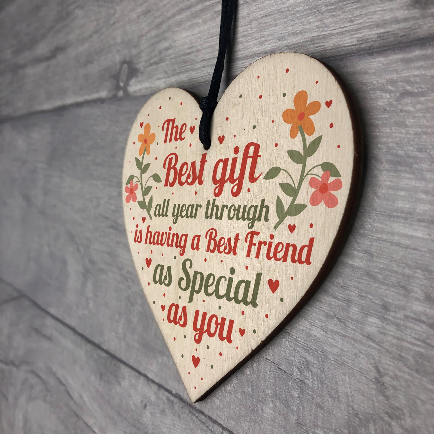 Best Friend Friendship Plaque Thank You Gift Wood Heart Keepsake