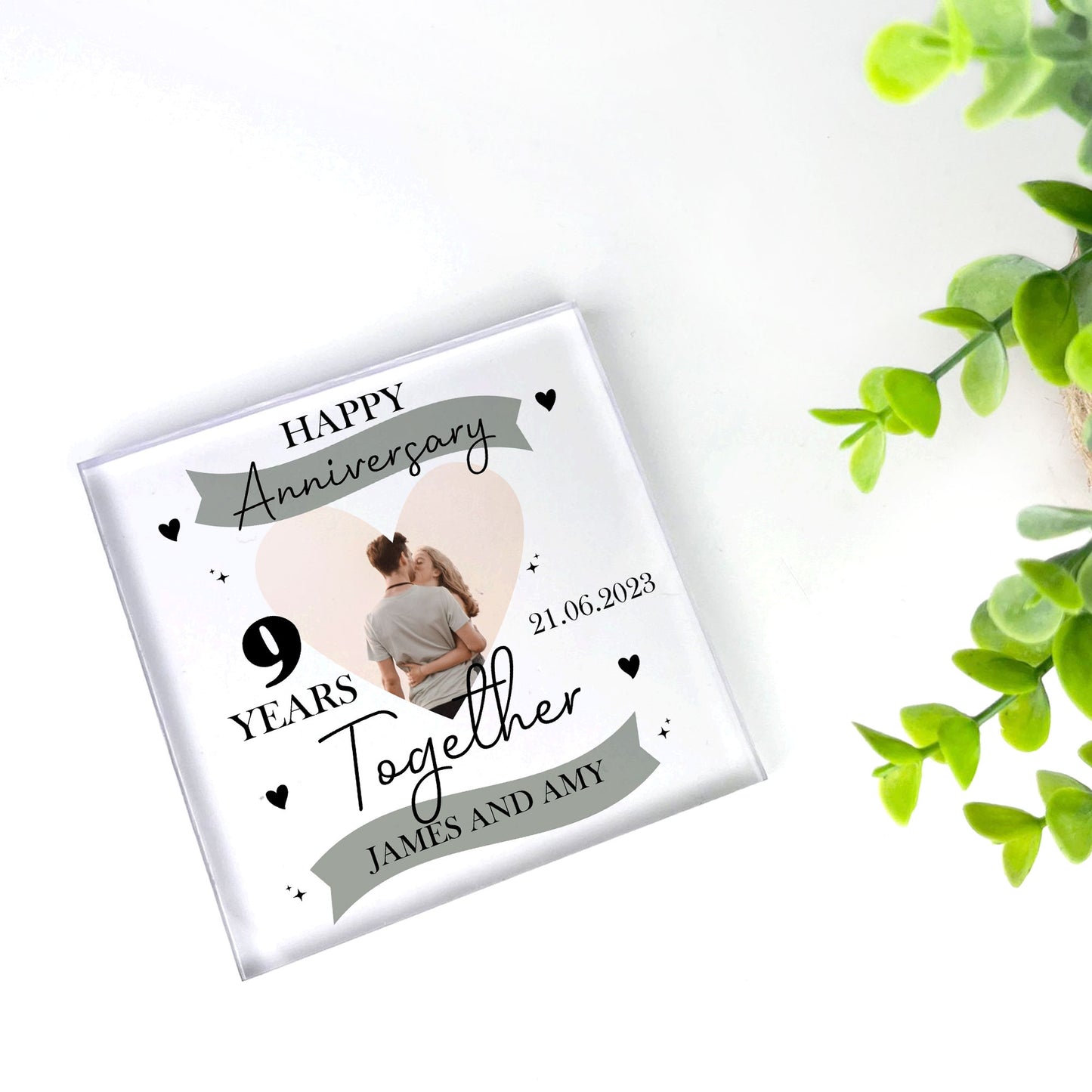 9th Wedding Anniversary Gift Personalised Photo Block Husband