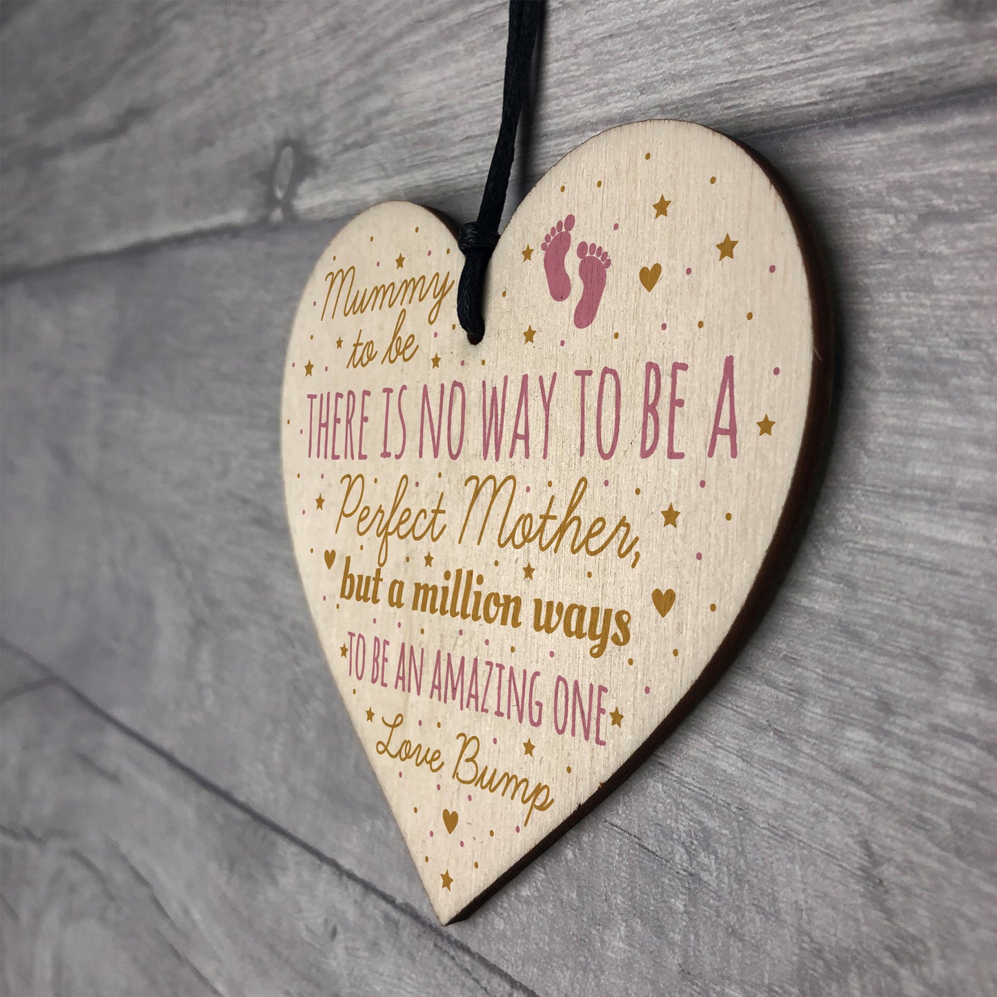 Mummy Mum To Be Present Baby Shower Wood Heart Plaque
